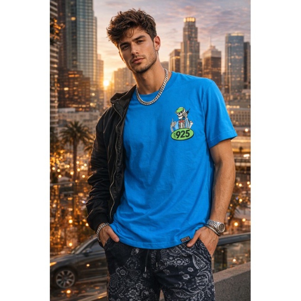 NWT Open 925 Just Because You Did‎ It Blue Graphic Short Sleeve T Shirt Men L